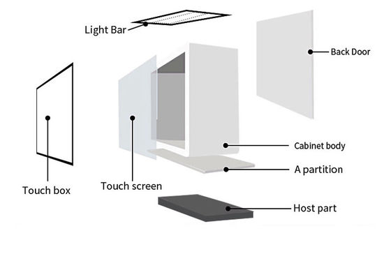 Het Touche screen Transparante LCD van de 15,6 Duim Slimme Showcase Kabinetsdoos voor Reclame