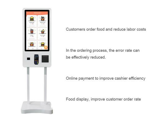 32“ Vloer die zich Draagbare Digitale Signage Zelfbediening bevinden die Betalings tot Kiosk voor Resturant opdracht geven
